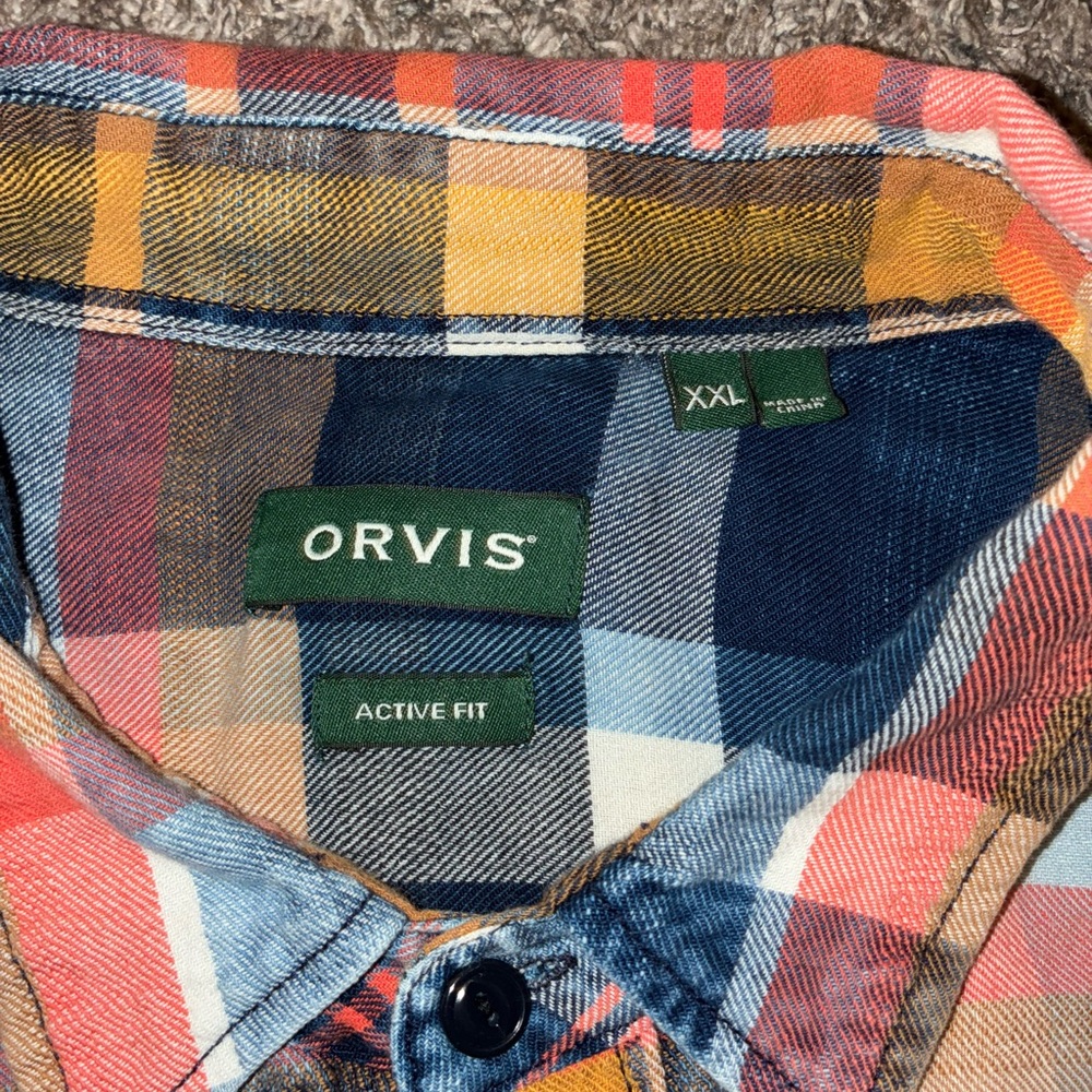 Orvis Men's Colorful Plaid Button Down Shirt